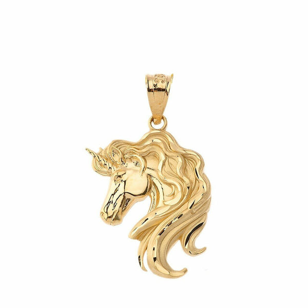 10k or 14k Solid Gold Legendary Mythical Unicorn Pendant Necklace