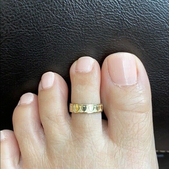 Heart Design Toe Ring 10K or 14K Solid Yellow or White Gold Adjustable