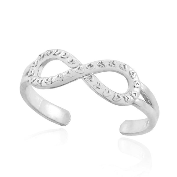925 Sterling Silver Infinity Hearts Toe Ring - Adjustable - Knuckle, Thumb Ring