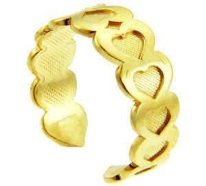 10K or 14K Solid Gold Fancy Heart Toe Ring Adjustable - Yellow, or White Gold