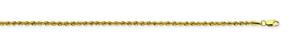10 k Real Yellow Gold 1.8 mm Solid D/C Rope Chain Necklace 16",18",20",22",24".