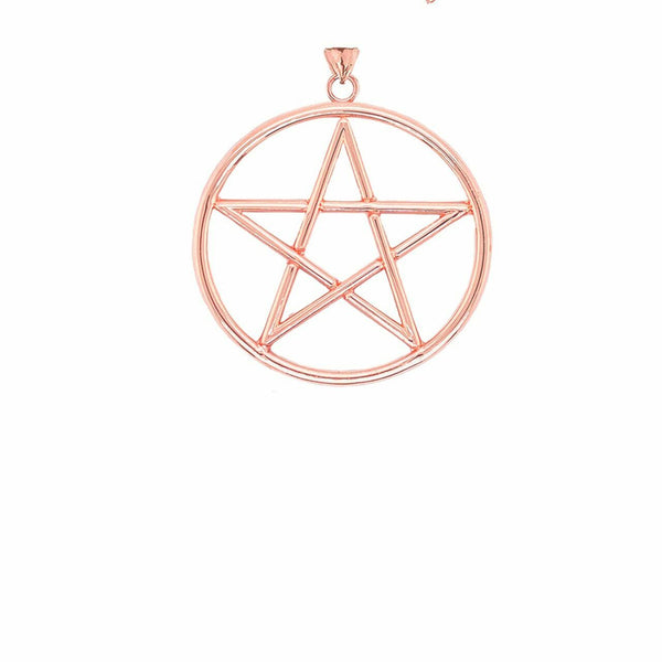 Small Solid 14k Rose Gold Pentagram Friendship Pendant Necklace 16" 18" 20" 22"
