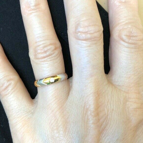 NWOT 14K Yellow Gold CZ Wedding Band Ring Size 5.6