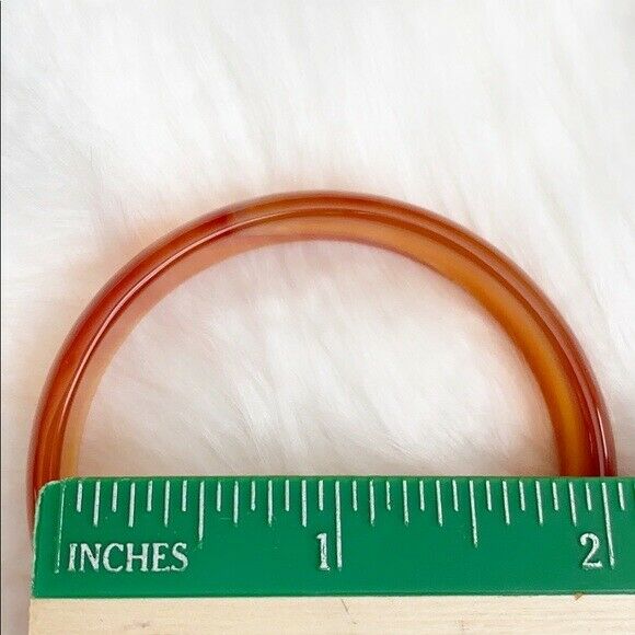 Natural Orange Red White Agate Bangle Inner Diameter 52 mm - D Shape Kid Size