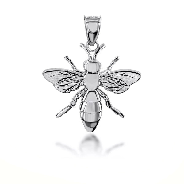 925 Streling Silver Bee 3D Pendant Necklace