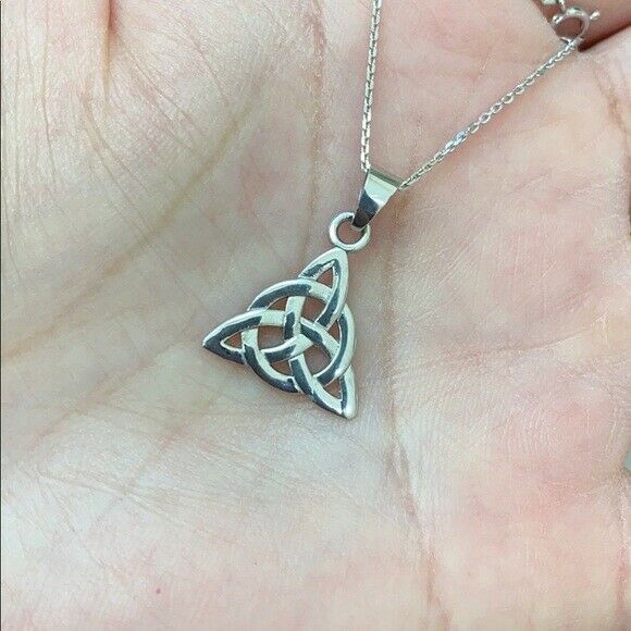 Solid Yellow Gold 10K Celtic Trinity Endless Knot Charm Pendant Necklace