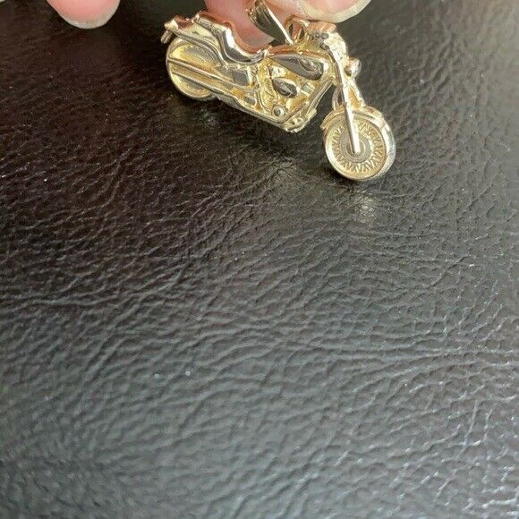 10k Yellow Gold Motorcycle Chopper Custom Harley Bike Davidson Pendant