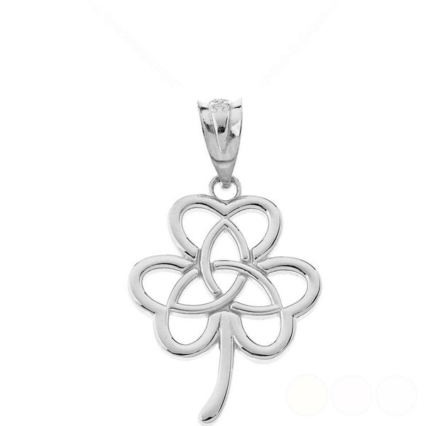 10K Solid Gold Celtic Triquetra Trinity Knot Flower Pendant Necklace