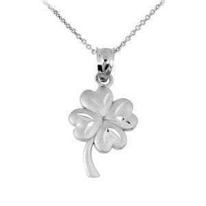 .925 Sterling Silver Clover Leaf Charm Pendant Necklace