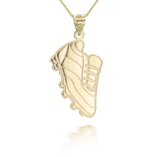 Personalize Name 10k 14k Solid Gold Football Soccer Cleats Pendant Necklace