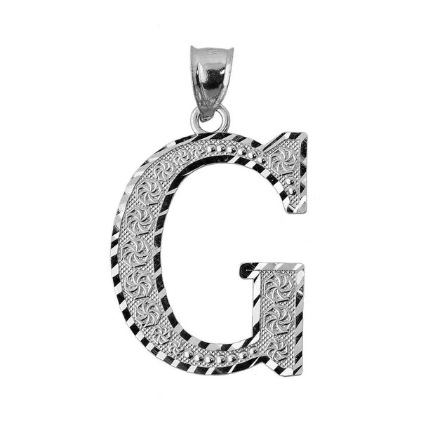 925 Sterling Silver Initial Letter G Pendant Necklace - Large, Medium, Small DC