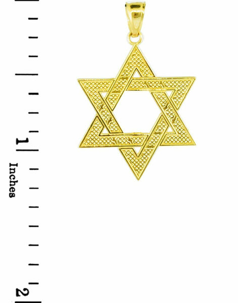 14k Yellow Gold Hebrew Faith Gift Israel Jewish Star of David Pendant Necklace