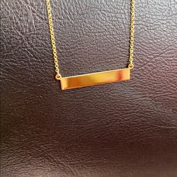 925 Sterling Silver Yellow Gold Plated Bar Plate Geometric 16"-18" Necklace