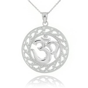 925 Sterling Silver OM (OHM) Symbol Pendant Necklace Made in US Meditation