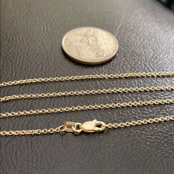 14 k Solid Yellow Real Gold 1.5 mm Light Rolo Chain Necklace 16",18",20" Lobster