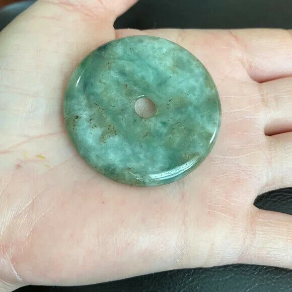 Large Round Donut Jade Natural Eternity Circle of Life Pendant Peaceful Spirit