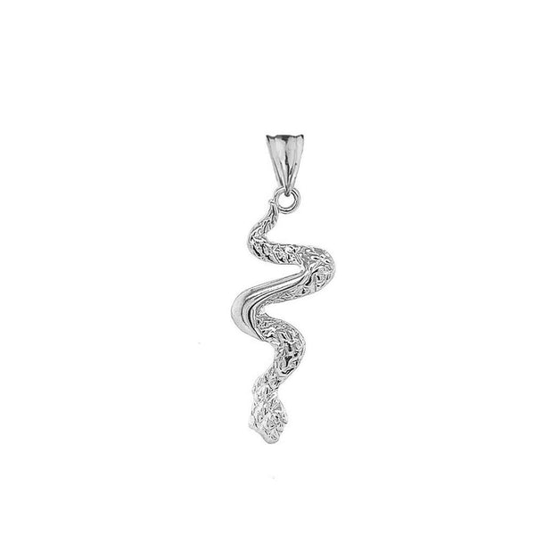 .925 Sterling Silver Serpent Snake Pendant Necklace
