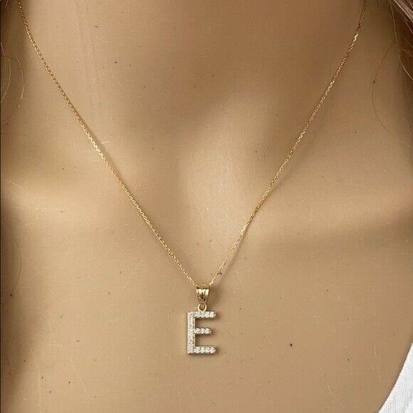 10k Solid Yellow Gold Diamond Monogram Initial Letter L Pendant Necklace