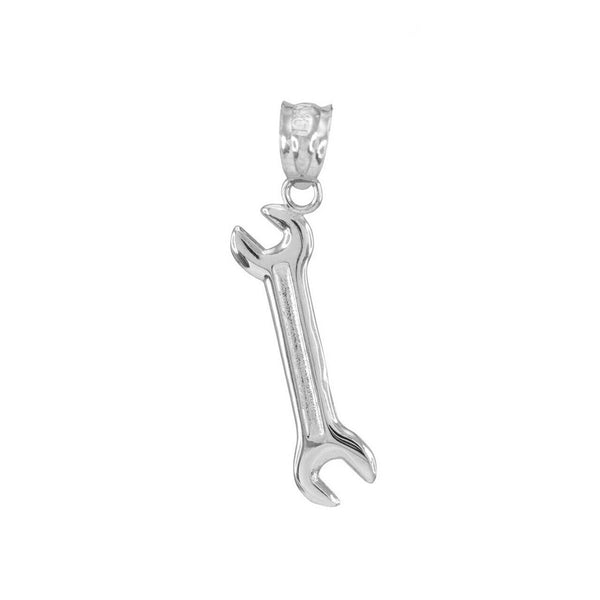 925 Sterling Silver Polished Open End Wrench Pendant Necklace
