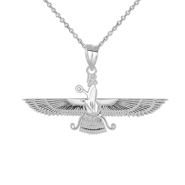 925 Sterling Silver Persian God Faravahar Necklace