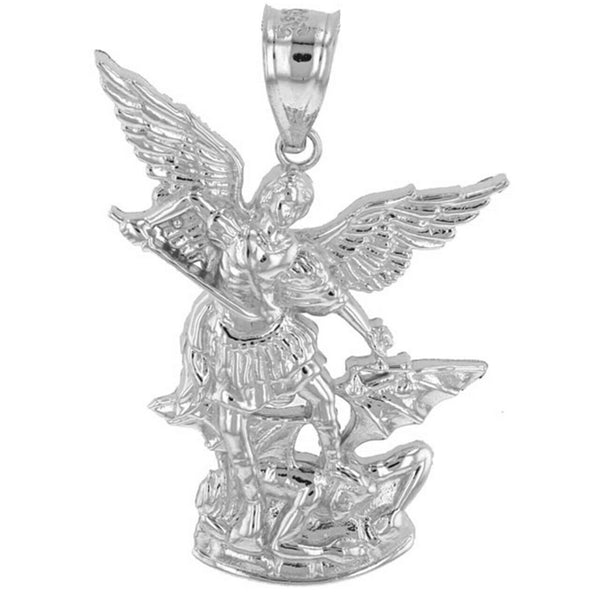 925 Sterling Silver Saint St Michael The Archangel Pendant Necklace 1.35" L