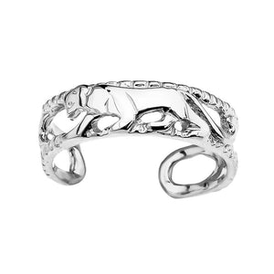 925 Sterling Silver Open Design Panther Toe Ring - Adjustable - Knuckle, Thumb
