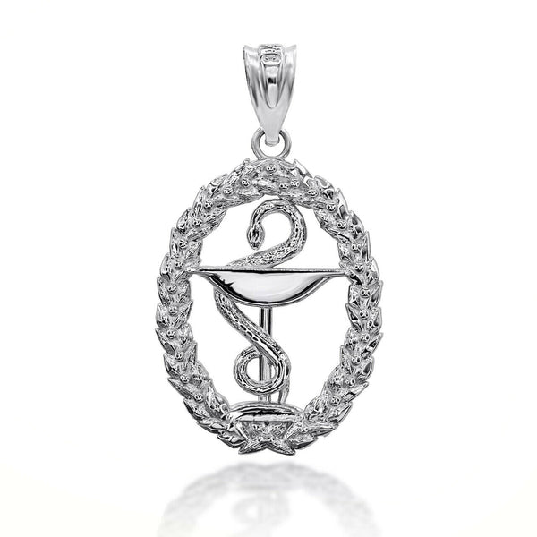 925 Silver Sterling 3D Pharmacy Symbol Charm Pendant Necklace