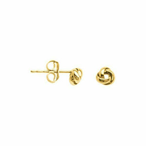 10k Solid Yellow Gold 3 Loop Love Knot Post Mini Earrings