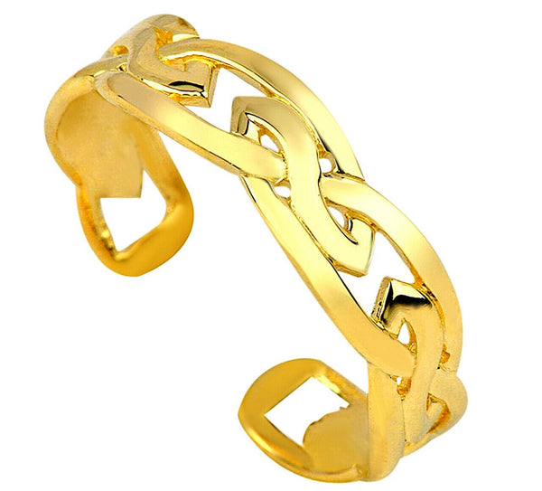 Celtic Trinity Toe Ring 10K or 14K Solid Yellow Gold or White Gold Adjustable