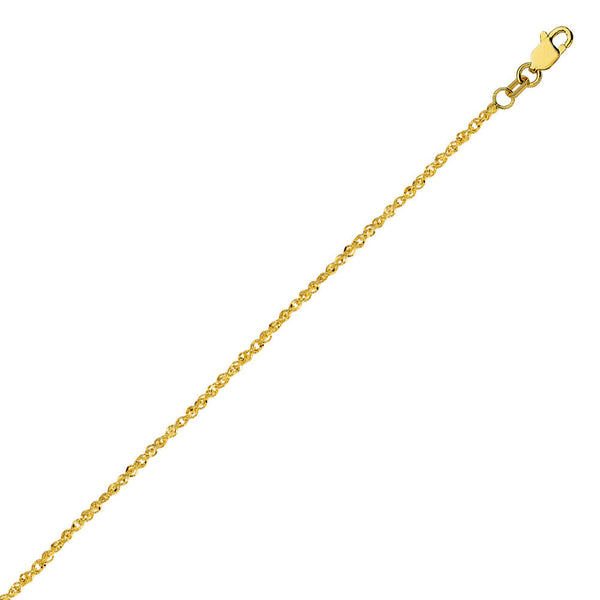 14 k Solid Yellow Real Gold 1.25mm Sparkle Singapore Chain Necklace 16",18",20"