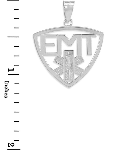 Sterling Silver EMT Emergency Medical Technician Star of Life Pendant Necklace