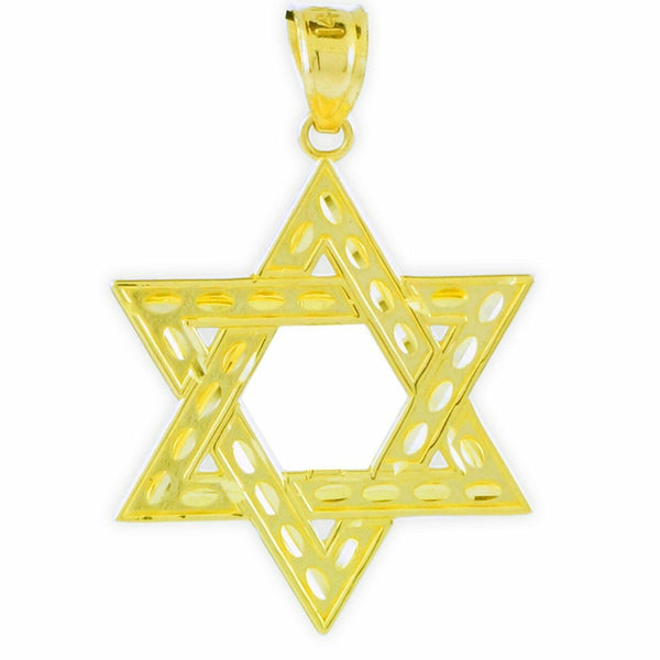 14k Yellow Gold Hebrew Faith Gift Israel Jewish Star of David Pendant Necklace