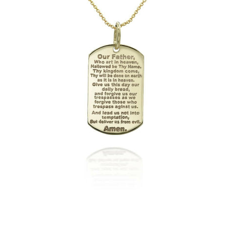 Personalized Name 10k 14k Solid Gold Reversible Lord's Prayer Pendant Necklace