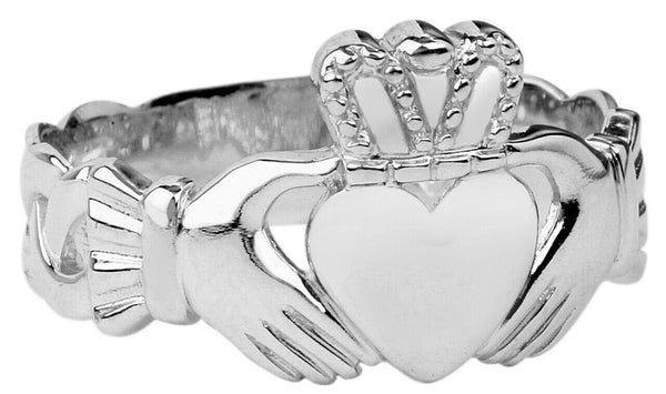 925 Sterling Silver Celtic Trinity Knot Band Claddagh Men's Ring