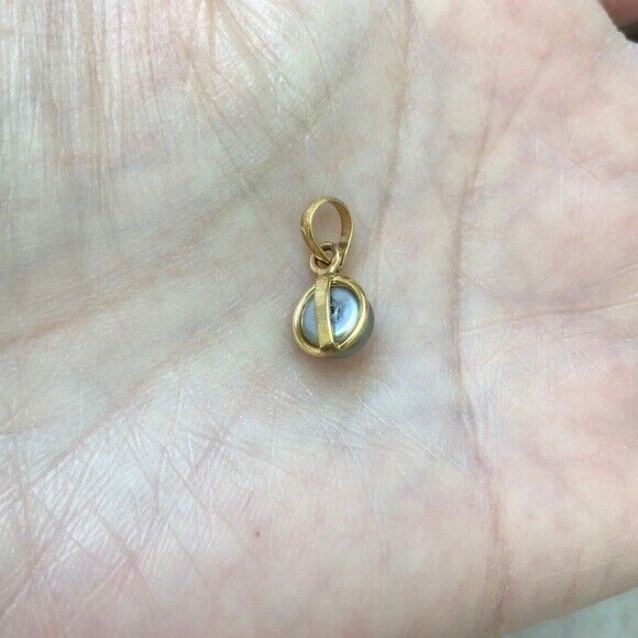 14K Solid Yellow Gold Mini Pearl Pendant Dainty Necklace - Minimalist 16"-18"