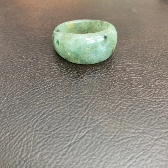 Green Natual Jade Band Ring Big Size 11 - Unisex Width 8-14mm