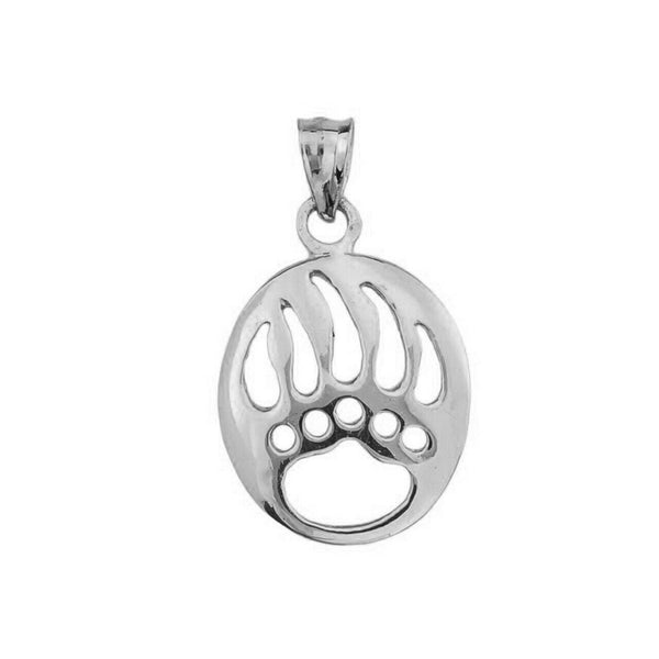 925 Sterling Silver Openwork Animal Spirit Bear Paw Pendant Necklace