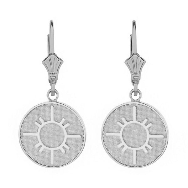 925 Sterling Silver Native American Geometric Sun Symbol Dainty Earrings