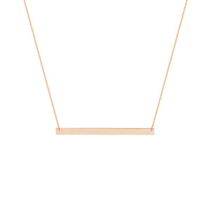 .925 Sterling Silver Thin Bar Plate Geometric Necklace - Rose Gold Plated