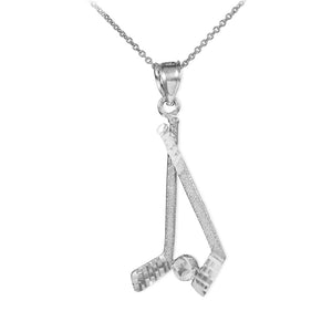 925 Sterling Silver Hockey Sticks Charm Sports Pendant Necklace Made In USA