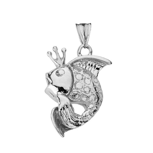 925 Sterling Silver King Gold Fish Pendant Necklace