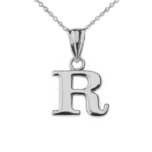 925 Sterling Silver Mini Small Initial Letter R Pendant Necklace 16" 18" 20" 22"