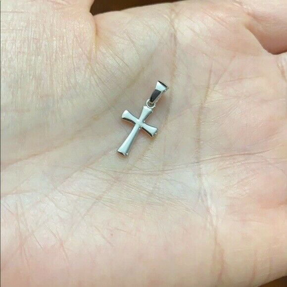 14K Solid Rose Gold Round Mini Small Cross Pendant Necklace 16" 18" 20" 22"