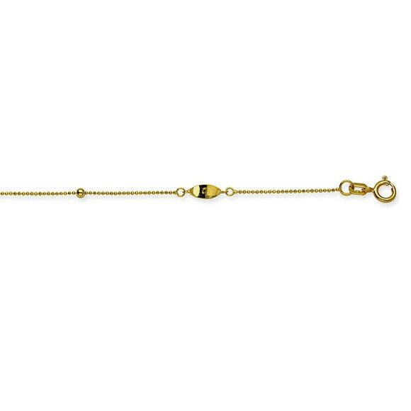14K Solid Gold Micro Bead Twist Anklet -Yellow 9"-10" Adjustable