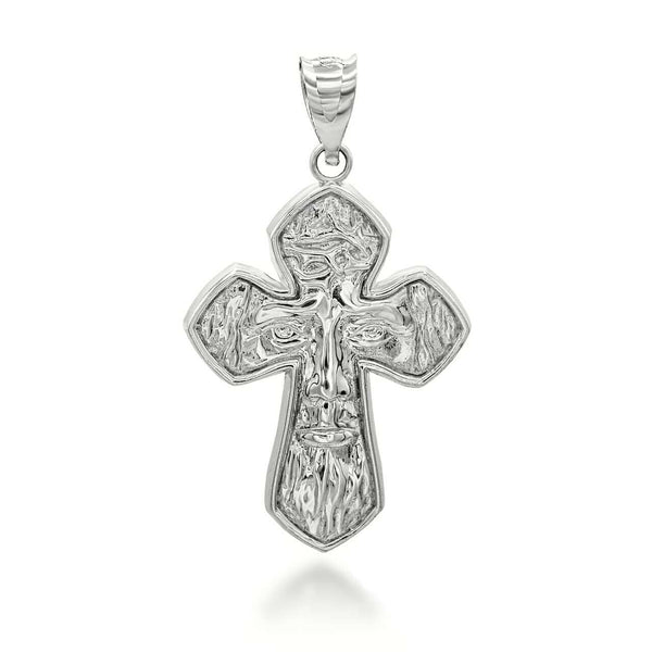 925 Sterling Silver Jesus Christ Face In Holy Cross Pendant Necklace