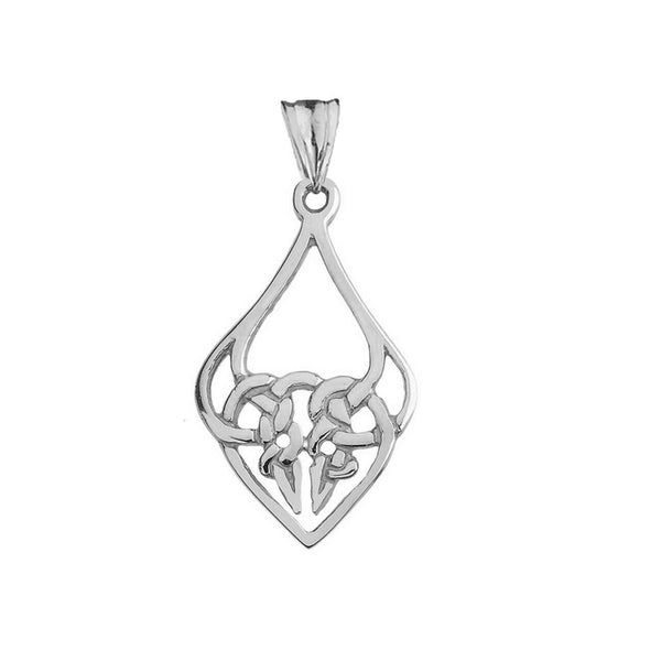 925 Sterling Silver Designer Celtic Knot Statement Pendant Necklace