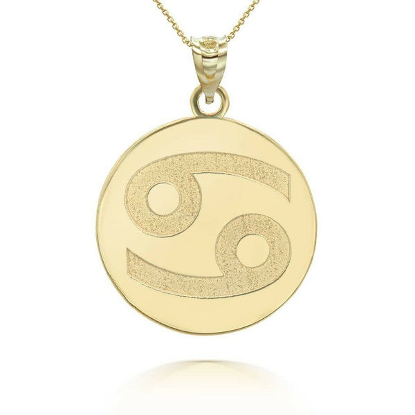 Personalized Name 10k 14k Solid Gold Zodiac Sign Cancer Pendant Necklace