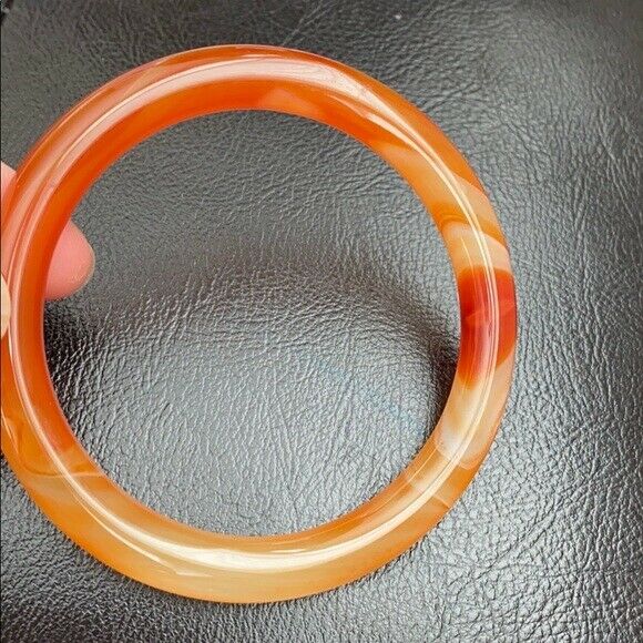 NEW Orange Red White Agate Bangle Inner Diameter 59 mm - Round Shape