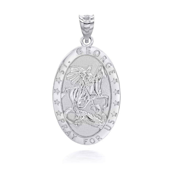 925 Sterling Silver St. Saint George and the Dragone Pendant Necklace