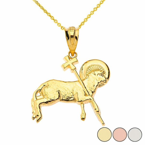 Real 14k Yellow Gold The Lamb of God Pendant Necklace 16" 18" 20" 22"